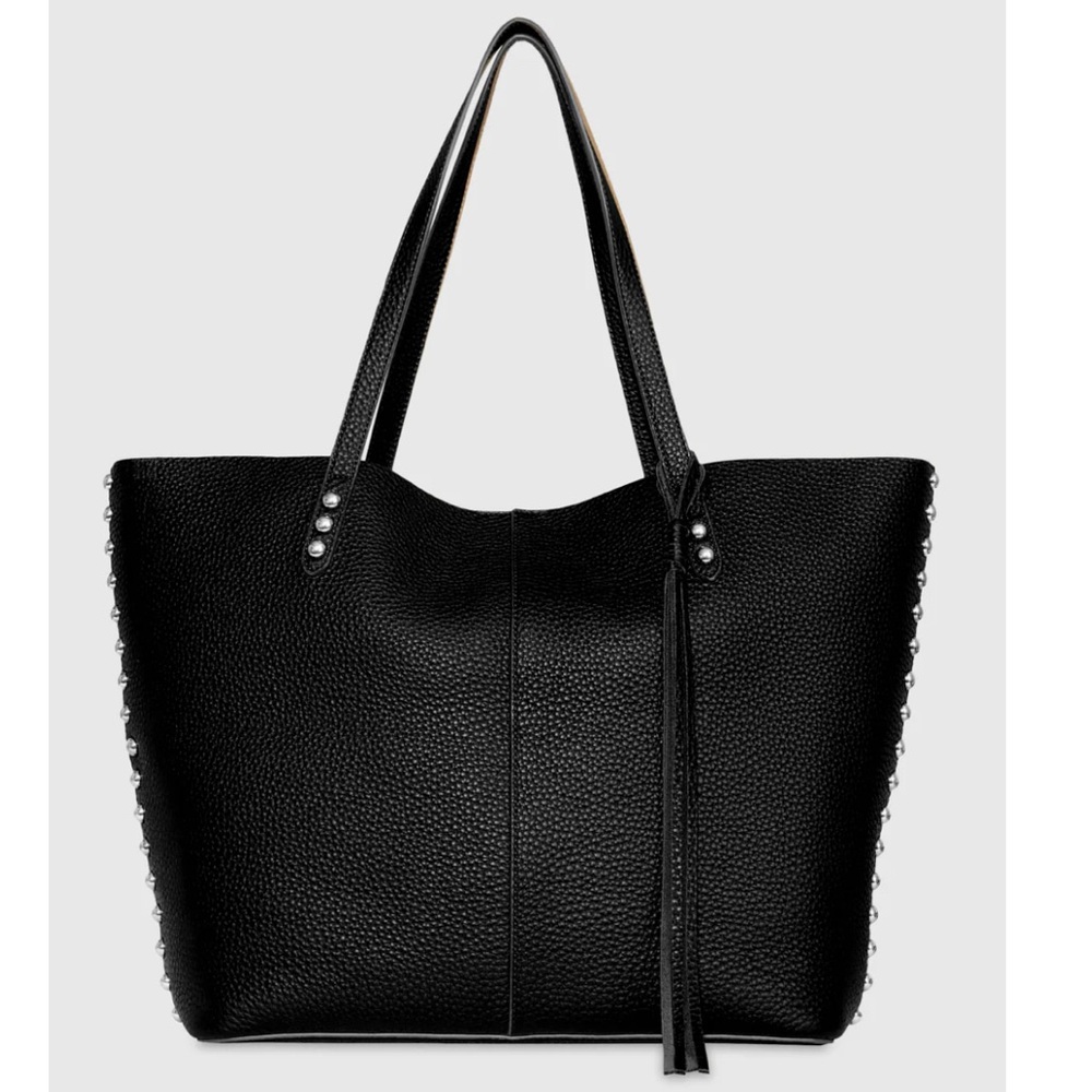 Rebecca Minkoff Medium Black Leather Unlined Tote with Studs